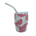 3oz pink and white rhinestone vacuum insulated mini spirit cup with metal straw - Tapered Leg / Cow Pattern Red