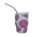 3oz pink and white polka dot rhinestone mini tumbler with stainless steel straw - Tapered Leg / Rose Red Cow Print