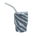 Sparkling zebra pattern rhinestone tumbler with stainless steel straw and clear lid - Tapered Leg / Zebra Stripes