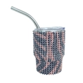 3oz rhinestone insulated tumbler with stainless steel straw and sparkling stripe pattern - Tapered Leg / Black Gold Zebra Stripe