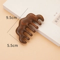 Golden Sandalwood five-tooth scalp massage comb with natural wood grain, 9.5cm length - Green Sandalwood Cloud Shape