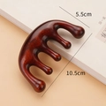 Five-tooth sandalwood scalp massage comb with dolphin shape and wood grain, size 10.5x5.5cm - Red Sandalwood Polished Five Tooth Ball