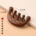 Golden Sandalwood 5-tooth scalp massage comb with dolphin shape and natural wood grain - Sandalwood Five Tooth Comb