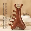 Ergonomic sandalwood scalp massage comb with smooth finish for meridian therapy - Golden Sandalwood Four In One Tool