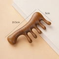 Deep brown sandalwood 5-tooth scalp massage comb with 10.5cm by 5cm dimensions - Golden Sandalwood Massage Comb With Handle