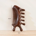Handheld dark brown sandalwood scalp massage comb with 11cm dolphin shape design - Three In One Hedgehog Shape