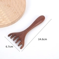 Five-tooth sandalwood scalp massage comb in reddish-brown wood, size 14.6cm by 6.7cm - Classic Deer Antler Massager