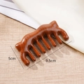 Sandalwood dolphin-shaped 5-tooth scalp massage comb with natural wood grain, 9.5x5cm size - Little Deer Massage Comb