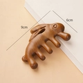 Handcrafted sandalwood hair comb with rabbit design for scalp massage 9x6cm - Cute Rabbit Massage Comb