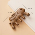 Polished sandalwood meridian massage comb in rabbit shape with five smooth teeth design - Big Ear Rabbit Massage Comb