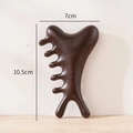 Ergonomic 5-tooth sandalwood massage comb with smooth round tips measuring 10.5cm x 7cm - Ebony Wood Monster Shape