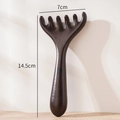 Handcrafted sandalwood meridian massage comb with five teeth and ergonomic handle - Ebony Wood Deer Antler Shape