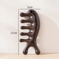 5-tooth sandalwood scalp massage comb in dolphin shape with deep brown natural wood grain - Ebony Wood Dolphin Shape