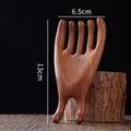 Handcrafted sandalwood five-tooth dolphin massage comb with natural wood grain 13cm - Multi-Functional Buddha Hand Shape