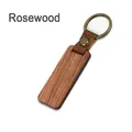 Porte-clés minimaliste en bois de rose et cuir marron avec anneau métallique - Bois de rose