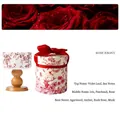 Rose Ebony scented candle in red floral gift box with white porcelain tray - Red Porcelain/Rose Ebony (Gift Box)