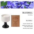 Bluebell scented soy candle in white ceramic cup with a round wooden base and flower wax carving - Solid/Bluebell/Camellia (Black Pillar)