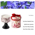 Bluebell scented soy candle in red floral ceramic jar with matching gift box and bow - Red/Bluebell/Camellia (Gift Box)