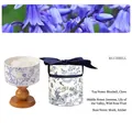 Blue Bell soy candle in blue and white porcelain container with wooden base and floral box - Blue/Bluebell/Camellia (Gift Box)