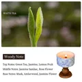 Blue and white porcelain soy candle with white tea scent on a wooden stand - Blue Porcelain/Brown/White Tea