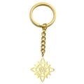 Golden titanium steel keychain with polished Celtic trinity knot pendant and geometric sun charm - Witch's Knot Moon 1 / Gold