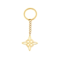 Golden titanium steel keychain featuring a hollow symmetrical four-corner knot pendant - S-Shape 2 / Gold