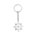 Silver stainless steel keychain with hollow witch knot geometric pendant on white background - Three-bend Leg / Steel