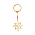 Golden stainless steel keychain with witch knot triskelion pendant and hollow design - Three-bend Leg / Gold