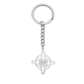 Silver stainless steel keychain with rose pendant and Celtic knot decorative frame - Witch's Knot Rose / Steel