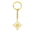 Golden stainless steel keychain with hollow rose flower pendant and witch knot detail - Witch's Knot Rose / Gold