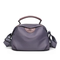 Bolso de mano elegante en tela Oxford impermeable violeta con asa superior marrón - Morado