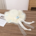Elegant beige straw sun hat with blue flowers, lace ribbons and wide brim for beach vacation - Two Blue And Milky White Flowers