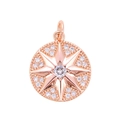 Eleganter roségoldener Münzanhänger mit funkelndem Kompassstern und Zirkon-Kristallen - Roségold Sternenregen Stil (款式4)