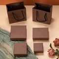 Premium minimalist brown paper jewelry box and gift bag set for rings and bracelets - Wood Grain (Natural)