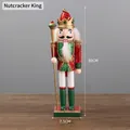 Figurine casse-noisette roi de 30cm en bois avec paillettes rouges et barbe blanche - Roi Casse-Noisette