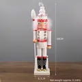 Large 40cm red and white nutcracker king wooden soldier puppet with scepter and crown - Nutcracker - Large Red King