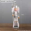 Silver glitter Nutcracker King wooden soldier figurine with scepter for holiday decor - Nutcracker - Large Silver King