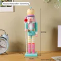 Macaron mint green wooden nutcracker king doll figurine holiday decor 30.5cm height - Green King (7302A-01)