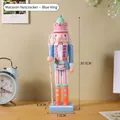 30.5cm Nutcracker king soldier in macaron blue and pink colors for home desk decor - Blue King (7302A-02)