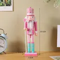 Pink macaron nutcracker king puppet with lollipop scepter and glitter crown, 30.5cm height - Pink King (7302A-04)
