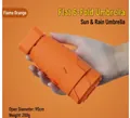 Flame orange ultra-light six-fold flat umbrella with 90cm diameter for sun and rain - Flat 6-Fold Thickened Black Glue / With Capsule Box / Orange