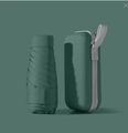 Ultra-light six-fold capsule umbrella in dark green with matching storage case - Flat 6-Fold Ordinary Black Glue / With Cloth Sleeve / Dark Green