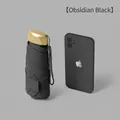Portable ultra-light obsidian black capsule umbrella with compact six-fold design - Flat 5-Fold / With Cloth Sleeve / Black