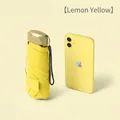 Ultra-light lemon yellow mini capsule umbrella for sun and rain with phone for scale - Ultralight Flat 5-Fold / With Cloth Sleeve / Lemon Yellow