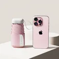 Cherry pink ultra-light folding capsule umbrella next to a smartphone for size scale - Ultralight Flat 7-Fold / With Cloth Sleeve / Pink