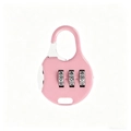 Mini lucchetto a combinazione rosa a 3 cifre per bagagli, armadietti da palestra e zaini - Rotondo / Rosa Macaron