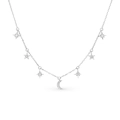 Dettaglio della collana in argento S925 con ciondoli a luna crescente e stelle pavé - Argento 925 / Collana Stella Luna con Zirconi - Argento