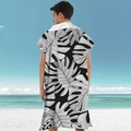 Adult microfiber beach poncho towel with black and white tropical leaf print - Pullover Style - Dark Leaves