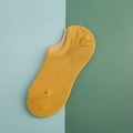 Ginger yellow cotton no-show socks with non-slip silicone grip and knit texture - Mesh Ginger Yellow