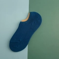 Dark blue low cut invisible cotton boat socks with non-slip ribbed cuff design - Mesh Dark Blue